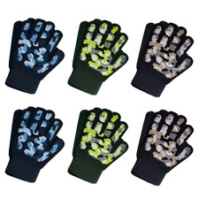 EvridWear Boys Girls Magic Stretch Gripper Gloves 3 Pairs Size 6-8 Years