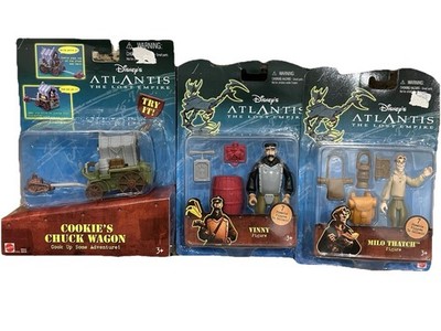 Disney Atlantis Mattel Cookie's Chuck Wagon | Vinny | Milo Thatch Figures NEW