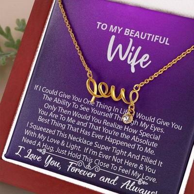 To My Beautiful Wife, LOVE Pendant Necklace Jewelry Gift 4 Wife, Christmas Gift