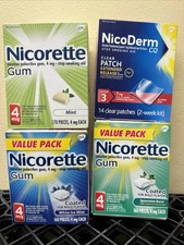 Lot Nicorette Gum 4mg Mint/Spearmint burst/ White Ice mint Nicoderm CQ Week 3
