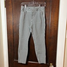 Old Navy Pants Size 6 Black/White Gingham Check High-Rise Pixie Skinny Ankle