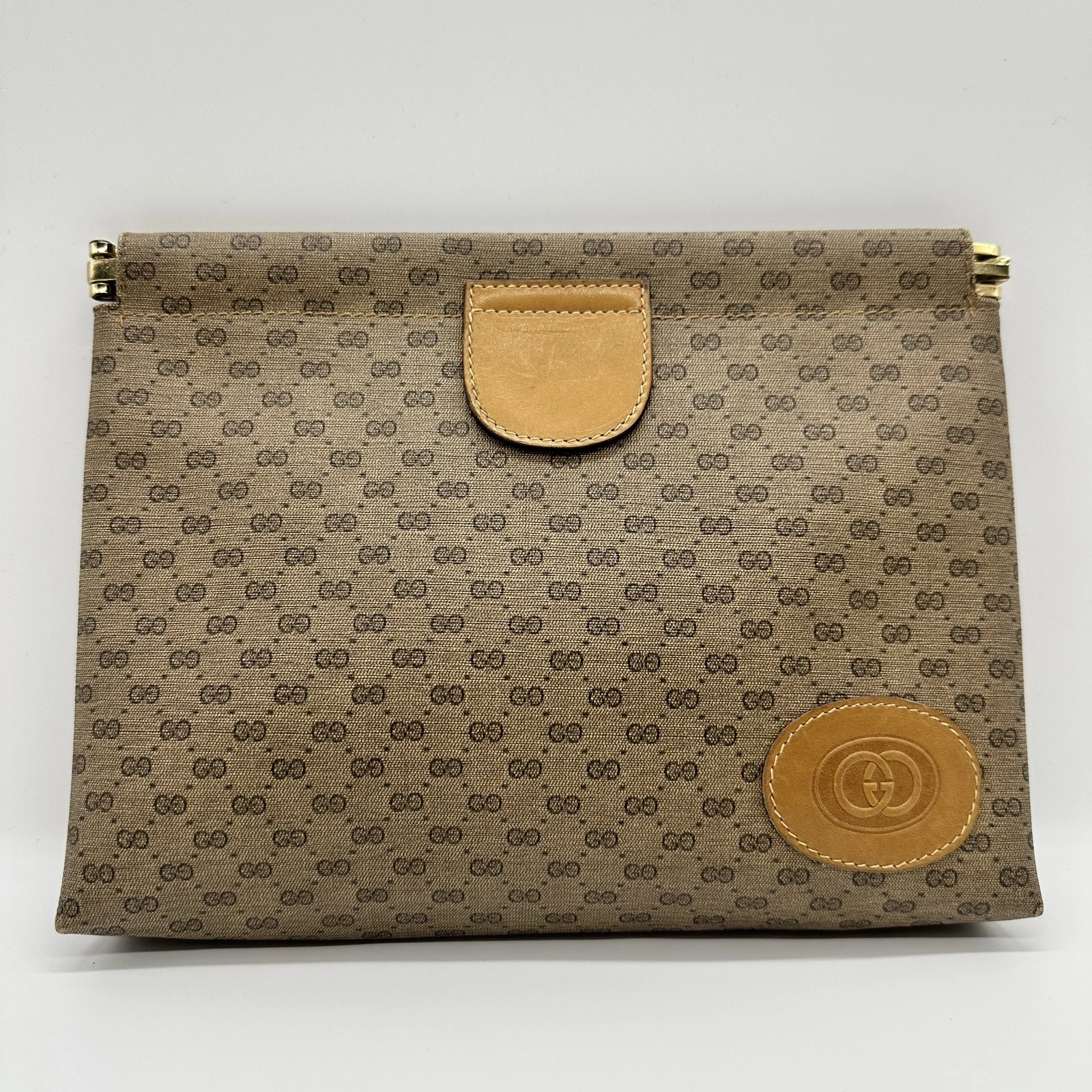 Sac à main vintage GUCCI Micro GG Supreme pochette PVC beige authentique !