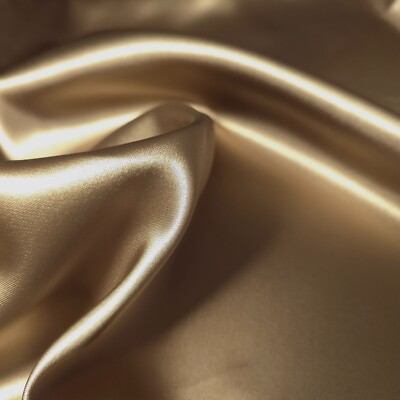 Taupe Gold Soft Dull Sateen Fabric 45'' By the Yard Luxury Mocha Garment Fabric