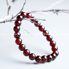 Natural 6/8/10mm Brazil Red Garnet Round Gem Beads Stretchy Bracelet 7.5''