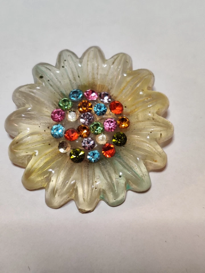 Broche Prendedor Flor Resina Lucite Jacky De G Paris Alta Costura De Colección Años 80 Raro Foto 4 de 4