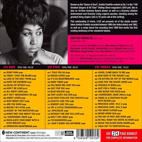 アレサ・フランクリン/ Essential Recordings 1956-62 Aretha Franklin - Essential Recordings 1956-62 3 X CD Albums