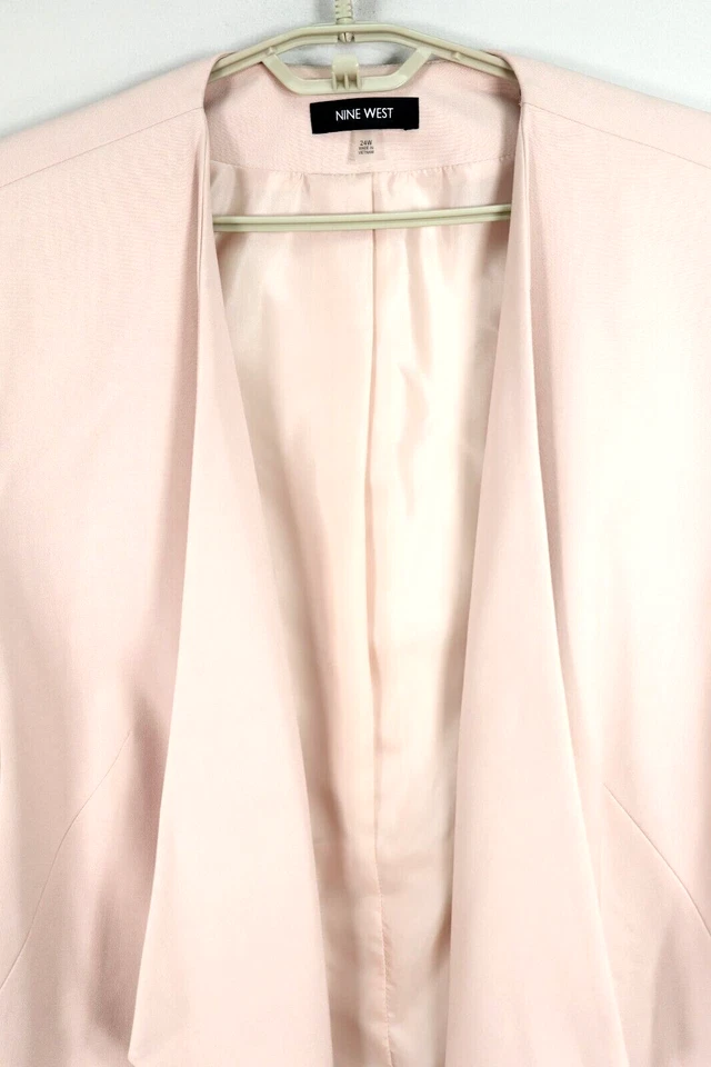 NINE WEST Womens Polyester Outerwear Jacket Open Front Peach Pink Black Size 24W - Image 4 of 4