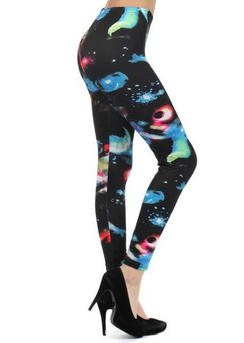 premium Lady's Galactica Outer Space in Blue Printed Fashion Legging - Picture 2 of 3