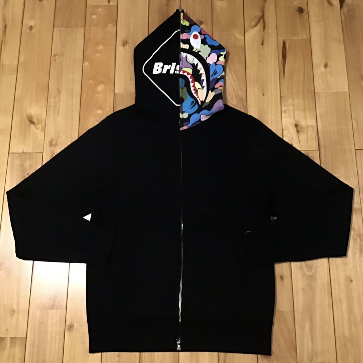 BAPE × FCRB Shark full zip hoodie multi camo Black A Bathing Ape  
