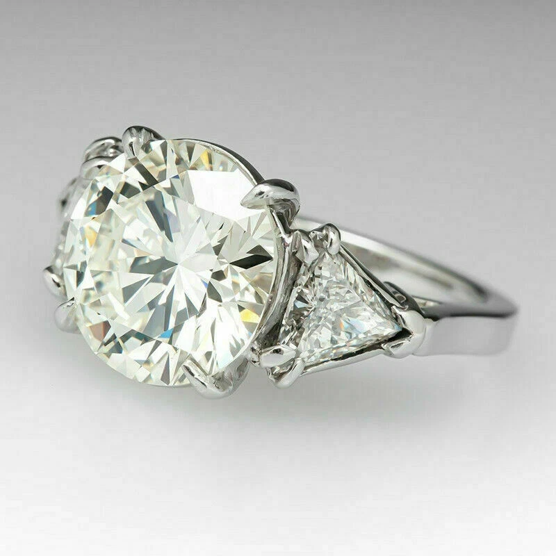 Anello di fidanzamento in argento sterling 925 con diamanti taglio tondo 4,50... - Immagine 4 di 4