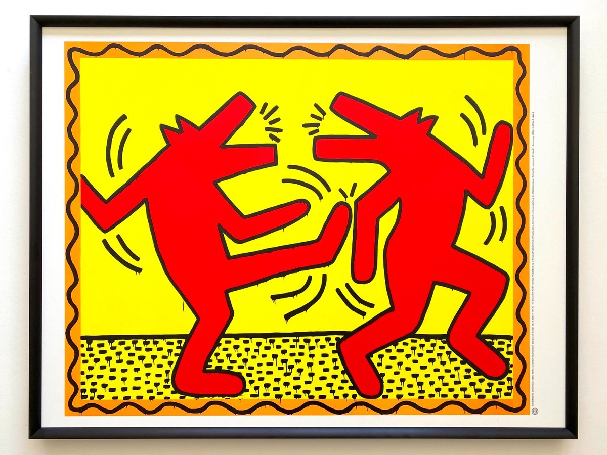 KEITH HARING ESTATE RARE 1991 LITHO PRINT FRAMED POSTER 