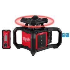 3701-21T M18 Red Exterior Rotary Laser Level w/ Receiver, Tripod, & Grade Rod