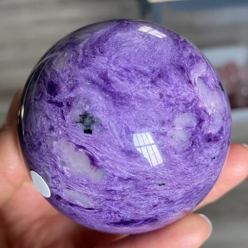0.77LB Top Natural Charoite Cuarzo Bola Cristales Reiki Meditación Esfera Curación - Imagen 3 de 9