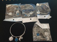 Job Lot 5 New Bracelets  Bangle  Silver Tone  Sun Moon Star Charm