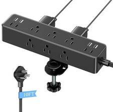 17-in-1 Desk Clamp Power Strip 10ft Cord 9 AC Outlets 8 USB 4 USB-C
