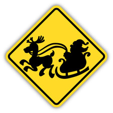 Santa Traffic Sign Funny Car Bumper Sticker Decal 5" x 5"