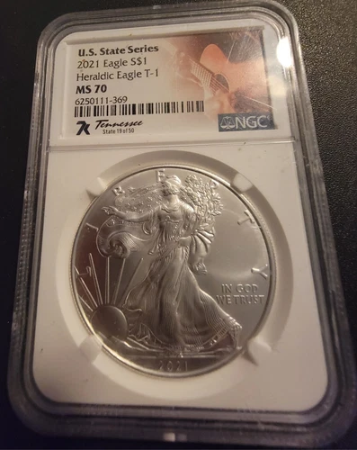 2021 SILVER EAGLE HERALDIC EAGLE T1 NGC MS70 