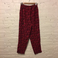 Laura Ashley VTG 90s tapered cropped high waist pants black pink floral m