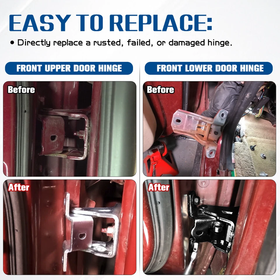 4X Front Upper Lower Door Hinges For 1980-1997 Ford F150 F-250 F-350 Mercury LTD - Image 3 of 4
