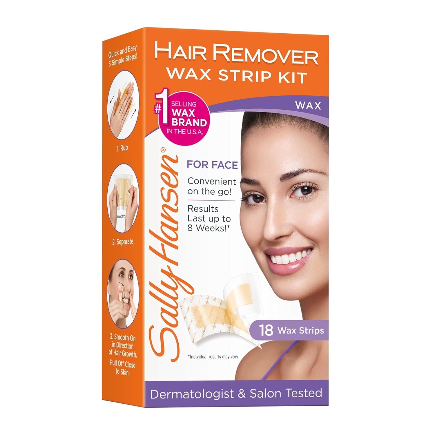  Hair Remover Wax Strip Kit For Face, 18 Wax Strips