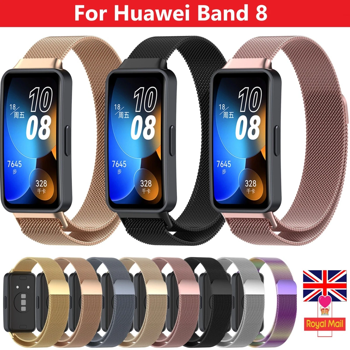 For Huawei Band 8 Watch Strap Milanese Steel Watch Band Magnetic