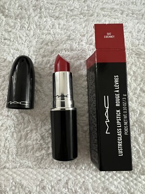 MAC Lustre Lippenstift Rot 502 ''Cockney'' Neu Verpackt Unbenutzt Kostenloser Versand