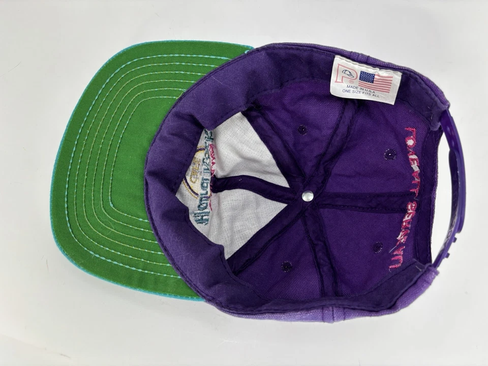 De colección Hard Rock St. Thomas Lona Bordada Snapback Púrpura Verde azulado Hecho en EE. UU. Foto 2 de 4