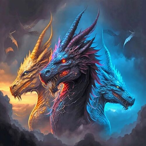 Diamond Art Painting Kits for Adults, Three-headed Dragon 5D JK561-1