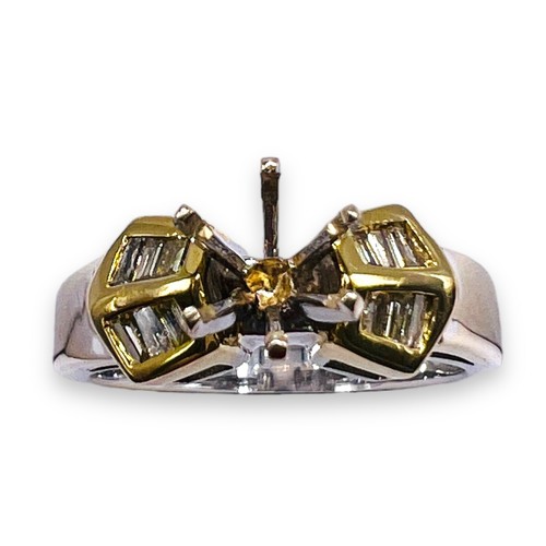 18k Two Tone White Gold .30 Ct Diamond Semi Mount Setting Wedding Ring LAJ2955 - Picture 7 of 10