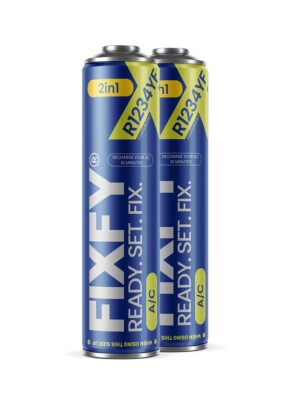 FIXFY 2in1 Ersatzgas R1234YF - Kältemittelersatz & Öl - 2 Dosen Autos ab 2017