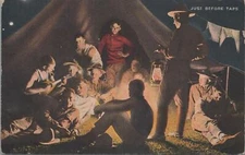 Military Postcard Soldiers Just Before Taps 