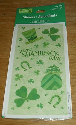 Hallmark St Patrick's Day Stickers Shamrock Horse Shoe NIP Free Ship at $15