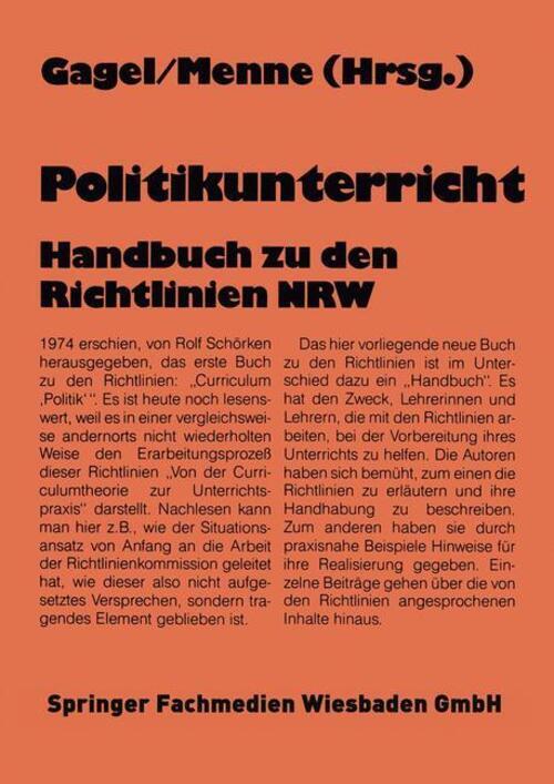 Thumbnail - Politikunterricht | Handbuch Zu Den Richtlinien Nrw | Walter Gagel |