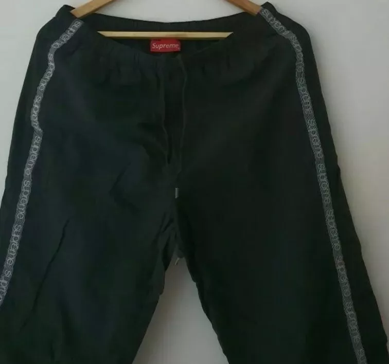 SS18 Supreme Tonal Taping nylon track pant size M medium black