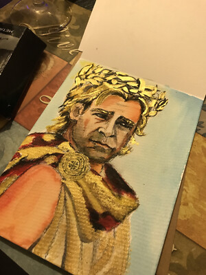 original art for sale by Artist,6x8inch Aquarela of Paper 300gr Alejandro Gold
