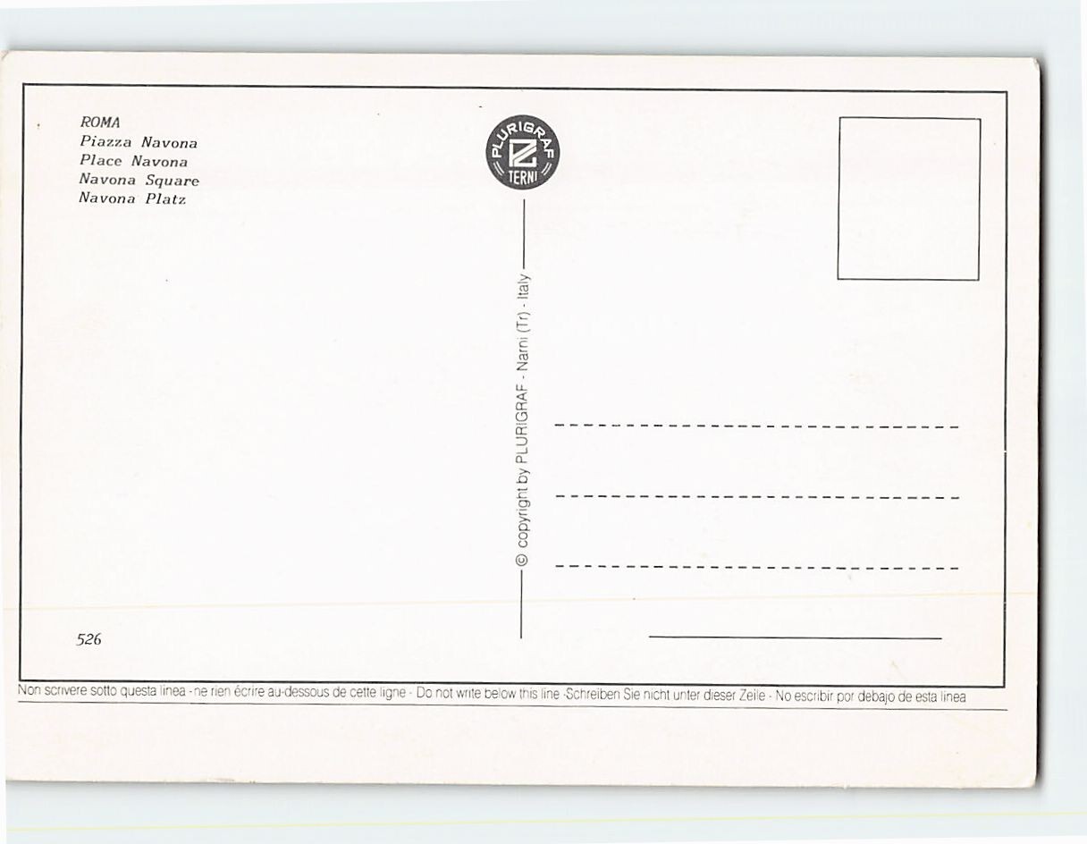 Postcard Navona Square Rome Italy