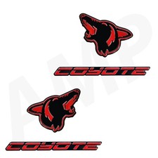 Red Howling Coyote 5.0 Emblems 4pc Fits 15-23 Mustang F150 Coyote Swap Red Howling Coyote 5.0 Emblems 4pc Fits 15-23 Mustang F150 Coyote Swap