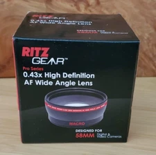 Ritz Gear Pro Series 0.43X High Definition AF Wide Angle Lens For 58mm XRG58WAB