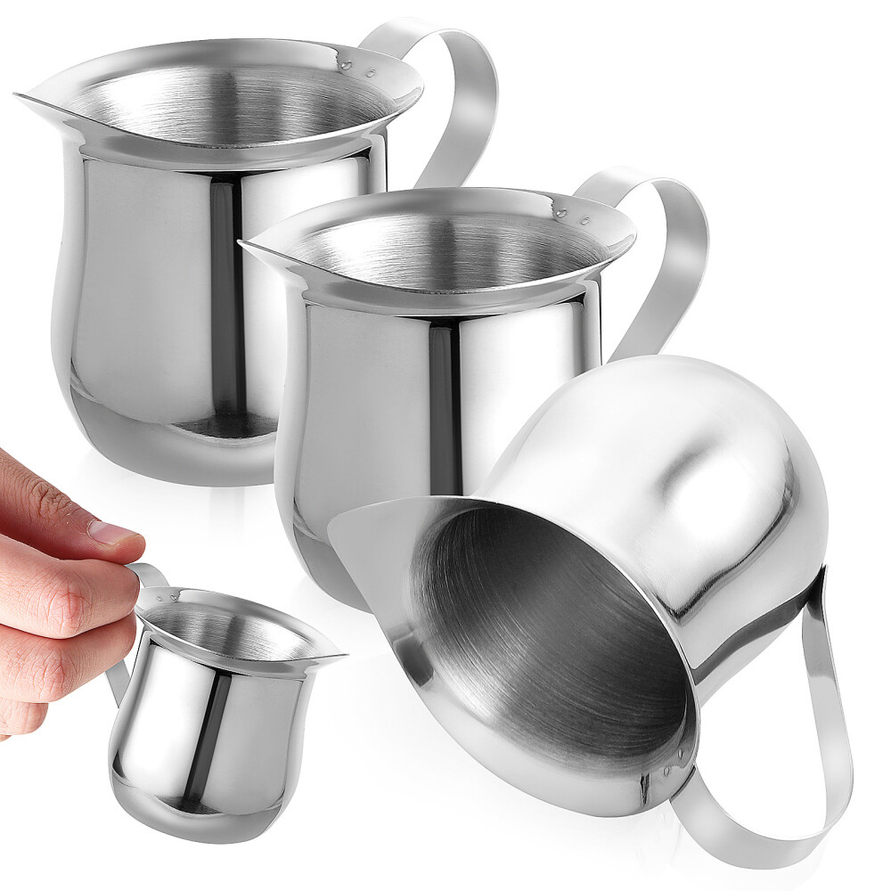 3Pcs Stainless Steel Milk Cup 3oz/90ml Milk Frothing Pitcher