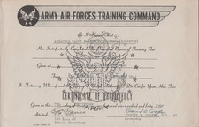 1944 Army Air Forces Training Command Certificate of Proficiency San Antonio