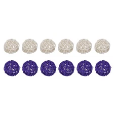 Set of 12 Pcs Wicker Rattan Balls 2 Inch Deep Purple,White