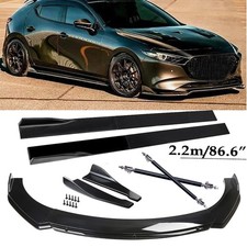 For Mazda 2 3 5 6 Front Bumper Lip Spoiler Side Skirt Glossy Black Rear Lip Body