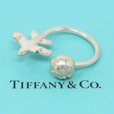 NYJEWEL Tiffany  Co. 925 Sterling Silver Globe  Airplane Key Ring