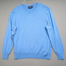 Vineyard Vines Sweater Mens L Blue Merino Wool V Neck Performance Pullover