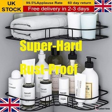 2X Kitchen Bathroom Shower Shelf Storage Suction Basket Caddy Wall Mounted Rack