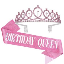 Birthday Queen Sash  Rhinestone Tiara Set - Birthday Tiaras and Sash for Wom...