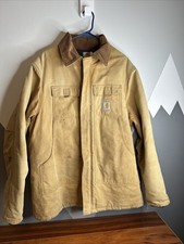 Vintage Carhartt Corduroy Collar Chore Worn Jacket Size XL READ