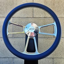 14 Wheel W Blue Wrap Chevy Horn Hub 1964-66 Chevy Pontiac Olds Buick