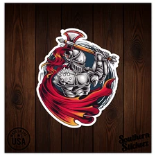 Knight Armor Axe - Vinyl Decal Sticker - Car Window Laptop - ebn9162