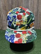HAWAII Vintage 90s Tropical Berries Leaves Double Snapback Hat Hawaiian Rope